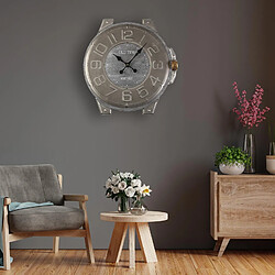 Versa Horloge Murale pour la Cuisine, Pendule pour Salon Cooladdi 58x4,5x60cm,Bois et métal, Gris