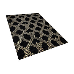 Beliani Tapis en viscose et coton noir et doré à motif géométrique avec craquelures 160 x 230 cm VEKSE