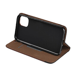 Wewoo Coque Pour iPhone 11 Etui à rabat en cuir véritable avec support et fentes cartes Marron pas cher