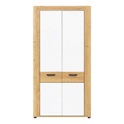 Dansmamaison Armoire 2 portes Blanc/Bois clair - ABOKI