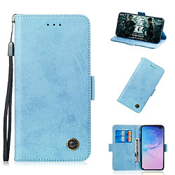 Wewoo Housse Coque Etui à rabat horizontal multifonctionnel en cuir avec fente pour carte et support Galaxy J7 2018 bleu ciel