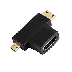 Mini HDMI Adaptateur Micro HDMI Ver HDMI Femelle Triple Connecteur COnnvertissuer Image Son Vidéo Accessoire