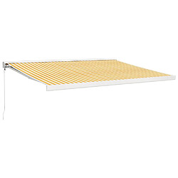 Maison Chic Store banne | Auvent rétractable de porte | Marquise Brise-soleil jaune et blanc 4,5x3 m tissu et aluminium -GKD76587