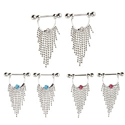 1 paire perles tassle mamelon anneau dangle bouclier nipplerings blanc cristal pas cher