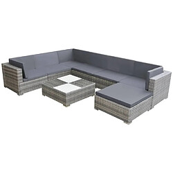 Maison Chic Salon de jardin 8 pcs + coussins - Mobilier/Meubles de jardin - Table et chaises d'extérieur Résine tressée Gris -MN94534