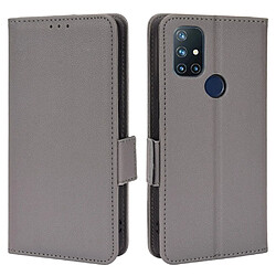 Etui en PU texture litchi avec support, gris pour votre OnePlus Nord N10 5G