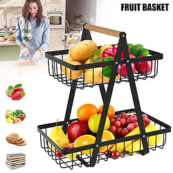 Universal Panier à fruits en métal 2 couches Tableau de rangement de cuisine portable Étagère à étagère Étagère à tapis amovible Bol Panier à pain | Panier de rangement