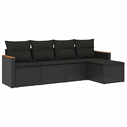 Maison Chic Ensemble de 5 Tables et chaises d'extérieur avec coussins,Salon de jardin noir résine tressée -GKD312364