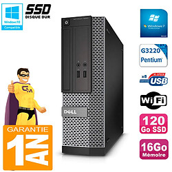 PC DELL 3020 SFF Intel G3220 Ram 16Go Disque 120 Go SSD Graveur DVD Wifi W7 - Occasion