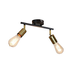 NETTLIFE 2 spots de plafond vintage E27 lampe de couloir noir et or plafond pivotant 360° industriel moderne pour cuisine couloir couloirs