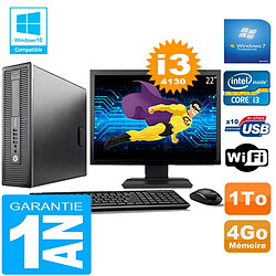 PC HP EliteDesk 800 G1 SFF Core I3-4130 4Go Disque 1 To Wifi W7 Ecran 22" - Occasion