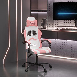 vidaXL Chaise de jeu pivotante Blanc et rose Similicuir