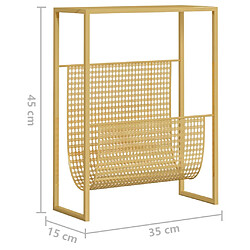 vidaXL Porte-revue Doré 35x15x45 cm Acier pas cher