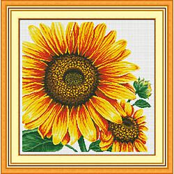 Kits De Point De Croix Estampé Tissu De Motif De Tournesol Pré-imprimé 49x48cm 14CT