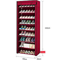 Meuble à chaussures en tissu avec portes à fermeture éclair Nyana Home 160x60x30 cm Grenat