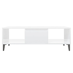 Maison Chic Tabls basse,Table Console pour salon Blanc brillant 103,5x60x35 cm Aggloméré -MN78202 pas cher