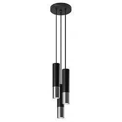 Luminaire Center Suspension Loopez Acier Chrom,noir 3 ampoules 90cm