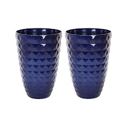 Beliani Lot de 2 cache-pots bleu marine d 35 cm FERIZA