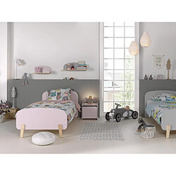 Avis Vipack KIDDY Lit simple en bois laqué et brut et sommier 90x200cm vieux Rose