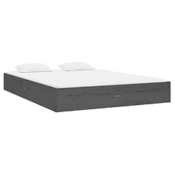 Avis vidaXL Cadre de lit sans matelas gris bois massif 135x190 cm