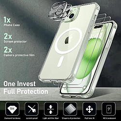 Coque Silicone Transparente Compatible Magsafe + Verres Trempes et Protections Camera Arriere X2 Pour iPhone 15 Little Boutik®