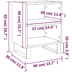 vidaXL Table de chevet chêne fumé 40x30x50 cm bois d'ingénierie pas cher