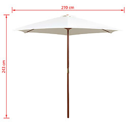 vidaXL Parasol avec poteau en bois 270 x 270 cm Blanc crème pas cher