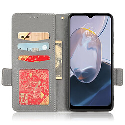 Etui en PU texture litchi, fermoir magnétique double avec support pour votre Motorola Moto E22 4G/Moto E22i 4G - gris