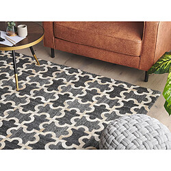 Avis Beliani Tapis en cuir et tissu gris et beige 160 x 230 cm YEDISU