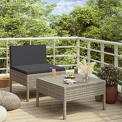 Maison Chic Salon de jardin 2 pcs avec coussins - Table et chaises d'extérieur - Mobilier/Meubles de jardin Moderne Résine tressée Gris -MN61390