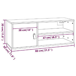 vidaXL Armoire murale Blanc 80x30x30 cm Bois de pin massif pas cher