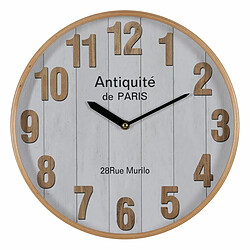 BigBuy Home Horloge Murale Blanc Naturel Bois Verre 32 x 32 x 4,5 cm