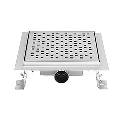 Bcelec Q15-30 Caniveau de douche en inox carré 30cm, sterfput de douche, hauteur ajustable 63-83mm Q15