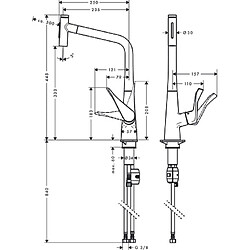 Mitigeur de cuisine HANSGROHE Metris Select M71 , avec douchette extractible 2 jets aspect acier inox - 73820800