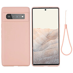 Coque en silicone, antichoc avec sangle rose pour votre Google Pixel 6 Pro