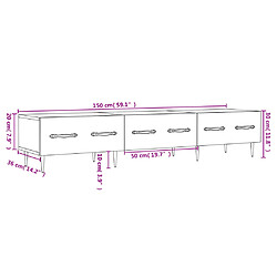 vidaXL Meuble TV gris béton 150x36x30 cm bois d'ingénierie pas cher