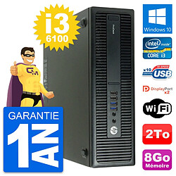 PC HP ProDesk 600 G2 SFF Intel Core i3-6100 RAM 8Go Disque 2To Windows 10 Wifi - Occasion