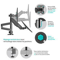 Acheter ONKRON Bras Ecran PC 3 Ecran pour 13 - 32 Pouces Ecran & TV, Support Ecran PC 3 Ecran Poids de 8 kg Chacun - Support Triple Ecran VESA 75x75 - 100x100/Bras Ecran Inclination Pivot Rotation G280-B Noir