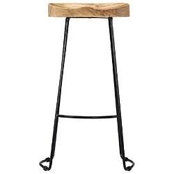 Helloshop26 Lot de deux tabourets de bar design chaise siège bois de manguier massif 1202071 pas cher