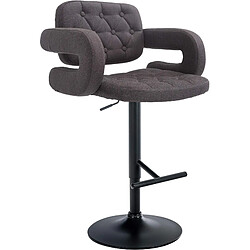 Decoshop26 Tabouret de bar x1 avec repose-pied et accoudoirs capitonné en tissu gris foncé support en métal chromé 10_0004794