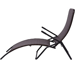 Avis Maison Chic Chaise longue pliable de jardin | Bain de soleil Relax | Transat résine tressée marron -GKD65172