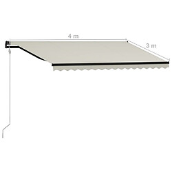 vidaXL Auvent rétractable automatique 400x300 cm Crème pas cher