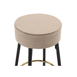 Vente-Unique Lot de 2 tabourets de bar en velours et acier noir - Beige et Doré - BELINIO II pas cher