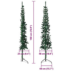 Acheter vidaXL Demi sapin de Noël artificiel mince avec support Vert 180 cm