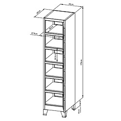 Helloshop26 Casier de bureau armoire meuble de rangement pour bureau atelier chambre acier métallique avec 6 portes acier laqué 180 x 38 x 45 cm gris 03_0006350