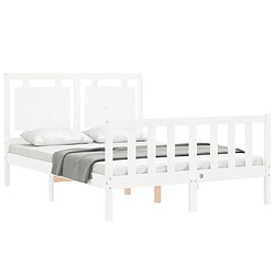 Acheter Maison Chic Lit adulte - Cadre Structure de lit avec tête de lit Contemporain blanc double bois massif -MN69364