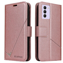 Etui en PU + TPU décor rectangulaire avec support or rose pour votre Samsung Galaxy S21 FE/S21 Fan Edition