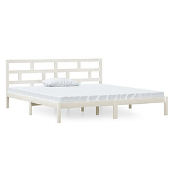 Maison Chic Lit adulte - Lit simple Cadre de lit,Structure du lit Contemporain Blanc Bois de pin massif 140x190 cm -MN50241