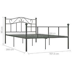 vidaXL Cadre de lit sans matelas gris métal 160x200 cm pas cher