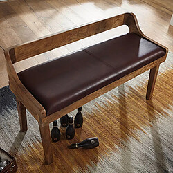 Mes Banc 108x43x63 cm en cuir et manguier naturel et marron